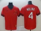 St. Louis Cardinals #4 Yadier Molina Red Nike Cooperstown Collection Legend V-Neck Jersey