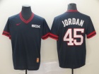 Chicago White Sox #45 Michael Jordan Black Nike Cooperstown Collection Legend V-Neck Jersey