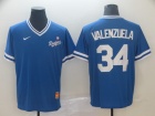 Los Angeles Dodgers #34 Fernando Valenzuela Blue Nike Cooperstown Collection Legend V-Neck Jersey