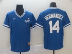 Los Angeles Dodgers #14 Enrique Hernandez Blue Nike Cooperstown Collection Legend V-Neck Jersey