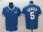 Los Angeles Dodgers #5 Corey Seager  Blue Nike Cooperstown Collection Legend V-Neck Jersey