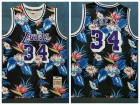 Los Angeles Lakers #34 Shaquille O'Neal Ness Floral Fashion 1996-97 Throwback Jersey