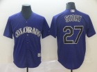 Colorado Rockies #27 Trevor Story Purple Cool Base Jersey