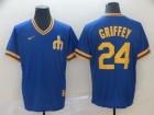 Seattle Mariners #24 Ken Griffey Jr Blue Nike Cooperstown Collection Legend V-Neck Jersey