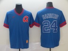 Atlanta Braves #24 Deion Sanders Blue Nike Cooperstown Collection Legend V-Neck Jersey