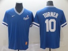 Los Angeles Dodgers #10 Justin Turner Blue Nike Cooperstown Collection Legend V-Neck Jersey