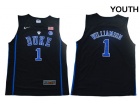 Youth Duke Blue Devils #1 Zion Williamson Black College Basketball Jersey