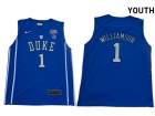 Youth Duke Blue Devils #1 Zion Williamson Blue College Basketball Jersey