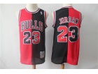 Chicago Bulls #23 Michael Jordan Red And Black Splite Jersey