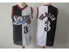 Philadelphia 76ers #3 Allen Iverson Black And White Splite Jersey