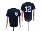 New York Yankees #12 Wade Boggs Navy Blue BP Mesh Throwback Jersey