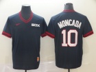 Chicago White Sox #10 Yoan Moncada Black Nike Cooperstown Collection Legend V-Neck Jersey