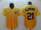 Pittsburgh Pirates #21 Roberto Clemente Yellow Nike Fade Jersey