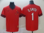 St. Louis Cardinals #1 Ozzie Smith Red Nike Cooperstown Collection Legend V-Neck Jersey