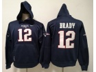 New England Patriots #12 Tom Brady Blue Hoodie