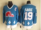 Quebec Nordiques #19 Joe Sakic Baby Blue Throwback Vintage Jersey