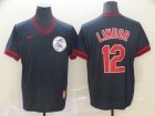 Cleveland Indians #12 Francisco Lindor Blue Nike Cooperstown Collection Legend V-Neck Jersey