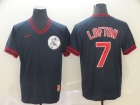 Cleveland Indians #7 Kenny Lofton Blue Nike Cooperstown Collection Legend V-Neck Jersey