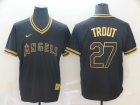 Los Angeles Angels #27 Mike Trout Nike Black Gold Fashion Jersey