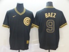 Chicago Cubs #9 Javier Baez Nike Black Gold Fashion Jersey