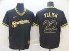 Milwaukee Brewers #22 Christian Yelich Nike Black Gold Fashion Jersey