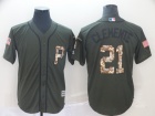 Pittsburgh Pirates #21 Roberto Clemente Green Salute to Service Jersey