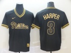 Philadelphia Phillies #3 Bryce Harper Nike Black Gold Fashion Jersey