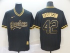 Los Angeles Dodgers #42 Jackie Robinson Nike Black Gold Fashion Jersey