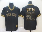 Boston Red Sox #50 Mookie Betts Nike Black Gold Fashion Jersey