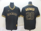 Colorado Rockies #28 Nolan Arenado Nike Black Gold Fashion Jersey