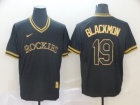 Colorado Rockies #19 Charlie Blackmon Nike Black Gold Fashion Jersey