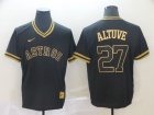 Houston Astros #27 Jose Altuve Nike Black Gold Fashion Jersey