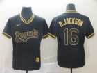 Kansas City Royals #16 Bo Jackson Nike Black Gold Fashion Jersey