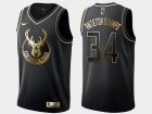 Nike Milwaukee Bucks #34 Giannis Antetokounmpo Black Golden Swingman Jersey