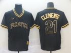 Pittsburgh Pirates #21 Roberto Clemente Nike Black Gold Baseball Jersey