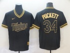 Minnesota Twins #34 Kirby Puckett Nike Black Gold Fashion Jersey