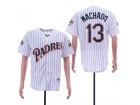 San Diego Padres #13 Manny Machado White Pinstripes Turn Back Jersey