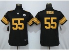 Woman Pittsburgh Steelers #55 Devin Bush Black Color Rush Limited Jersey