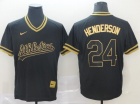 Oakland Athletics #24 Rickey Henderson Black Gold Fashion Jersey