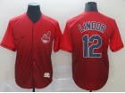 Cleveland Indians #12 Francisco Lindor Red Nike Fade Jersey