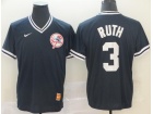 New York Yankees #3 Babe Ruth Blue Nike Cooperstown Collection Legend V-Neck Jersey