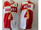 Atlanta Hawks #4 Spud Webb Red/White Split Throwback Jersey