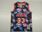 Miami Heat #33 Alonzo Mourning Ness Floral Fashion Throwback Jersey