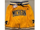 Michigan Wolverines Yellow Throwback Basketball Shorts