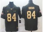 Oakland Raiders #84 Antonio Brown Anthracite Golden Number Salute To Service Limited Jersey