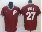 Philadelphia Phillies #27 Aaron Nola Red Nike Cooperstown Collection Legend V-Neck Jersey