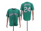 Seattle Mariners #24 Ken Griffey Jr Green Throwback Baseball Jerseys