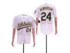 Oakland Athletics #24 Rickey Henderson White Cool Base Jersey