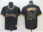 Nike Seattle Mariners #24 Ken Griffey Jr Black Golden Pullover Baseball Jersey