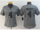 Women Dallas Cowboys #4 Dak Prescott Gridiron Gray Football Jersey